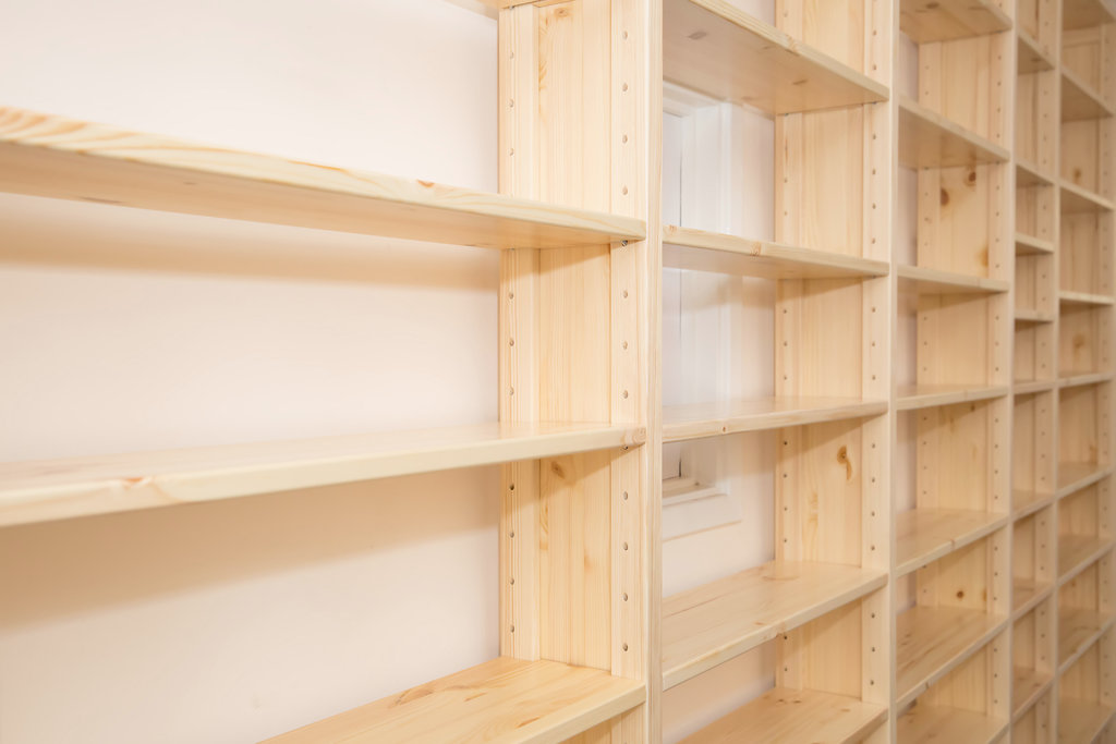 Shelving system in a living space